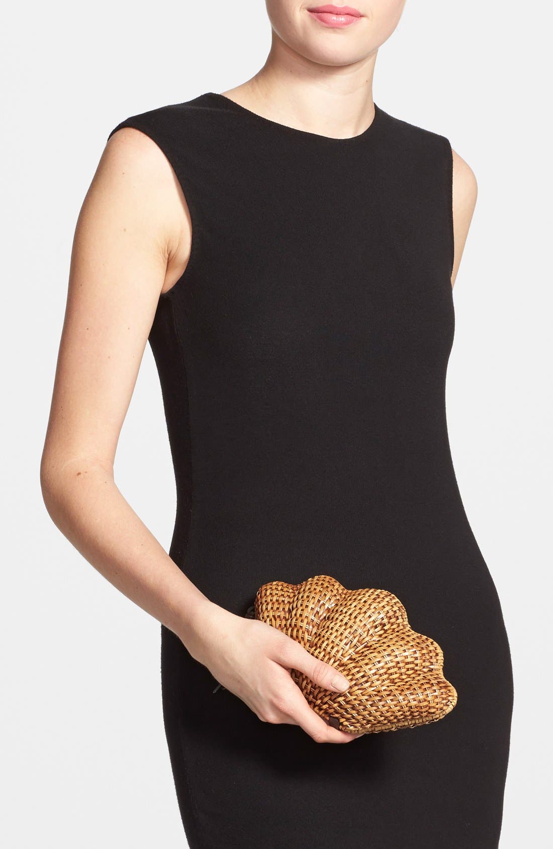 'Jane' Straw Clamshell Clutch, Alternate, color, NATURAL STRAW