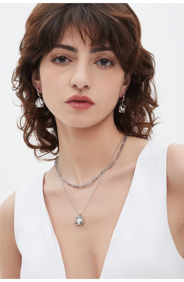 Classicharms Aria Gemstone Hoop Drop Earrings, Alternate, color, Silver/Translucent White