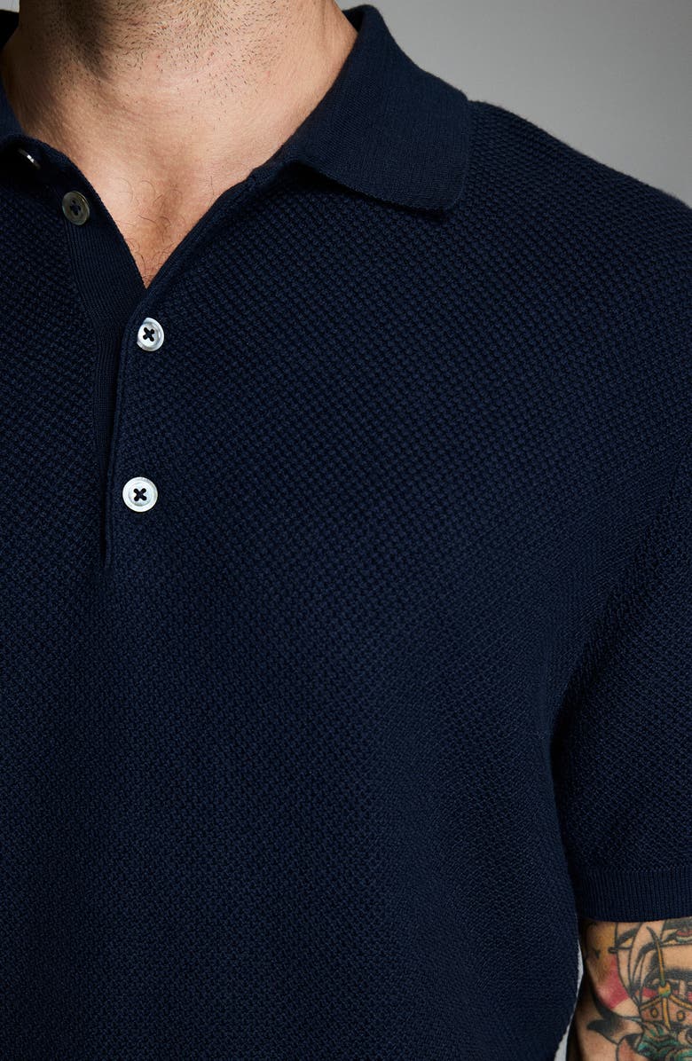 Billy Reid Solid Cotton Piqué Polo Sweater, Alternate, color, Navy