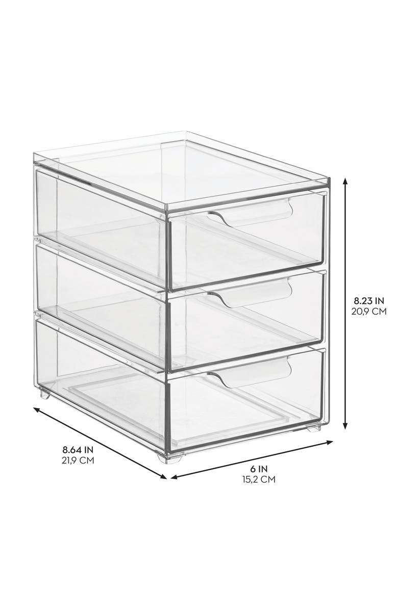 mDesign 3-Drawer Stackable Organizer for Kitchen or Pantry - Set of 4 - Clear, Alternate, color, Clear