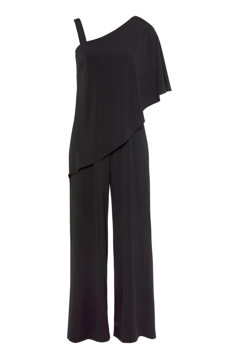 Asymmetrical One Shoulder Jumpsuit, Alternate, color, Black