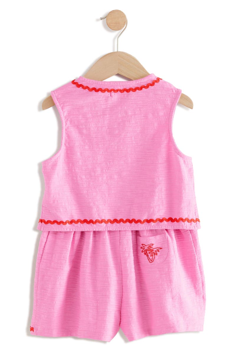 NEXT Kids' Embroidered Stretch Cotton Vest & Shorts Set, Alternate, color, Pink