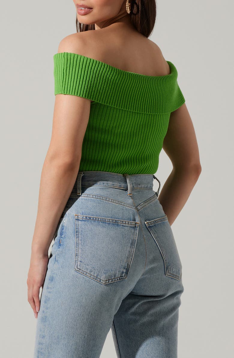 ASTR the Label Ainsley Cutout Off the Shoulder Sweater, Alternate, color, Green