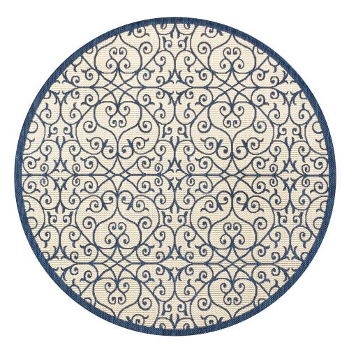 Jonathan Y Madrid Vintage Filigree Textured Weave Indoor/outdoor Area Rug In Navy/beige