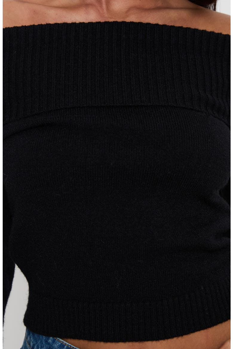 One for Me Off the Shoulder Sweater, Alternate, color, BLACK