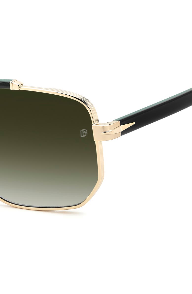 David Beckham Eyewear 61mm Gradient Navigator Sunglasses, Alternate, color, Gold Green/ Green Shaded