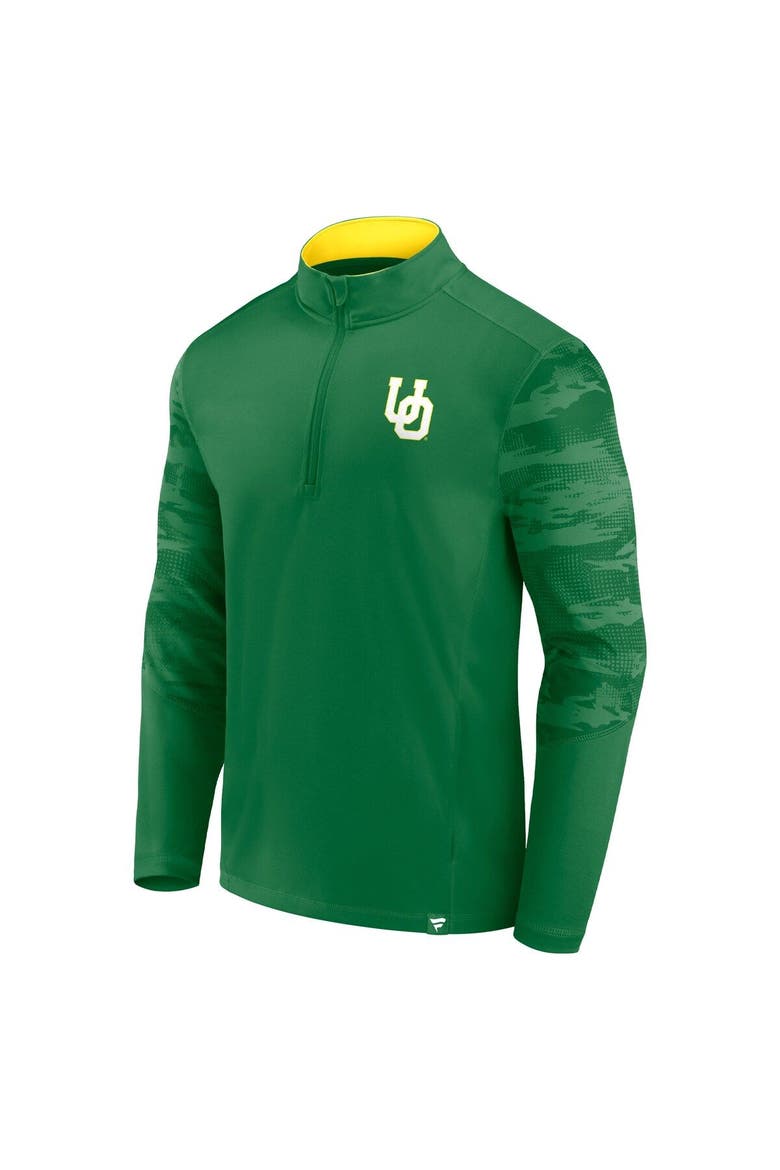 Men's Fanatics Branded Green Oregon Ducks Ringer Quarter-Zip Top, Alternate, color, Green