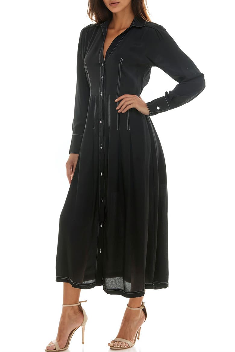 Long Sleeve Shirtdress, Alternate, color, BLACK