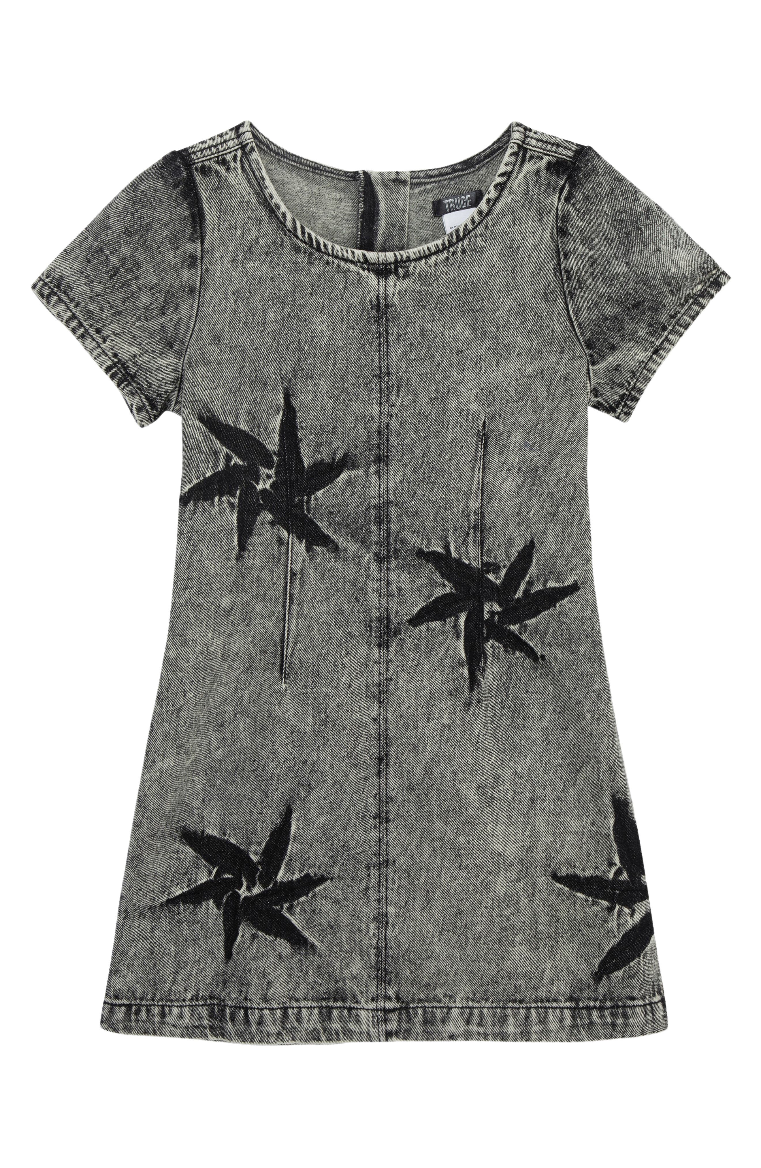 Truce Kids' Starburst Effect Denim Sheath Dress in Black 