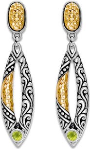SAMUEL B. Sterling Silver &18K Gold Marquise Drop Earrings