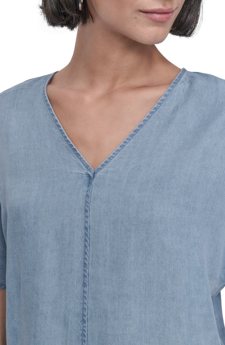 DKNY V-Neck Top, Alternate, color, Stream Wash