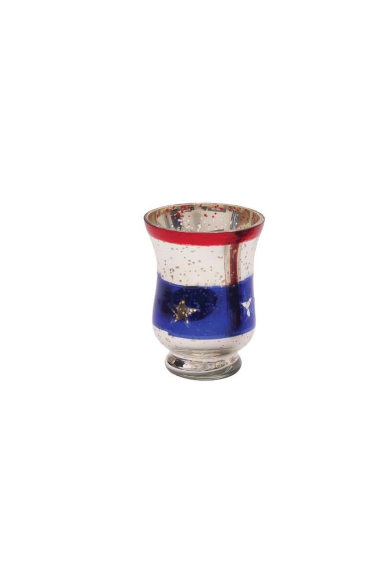 Stars & Stripes Set of 2 Glass Votive Candle Holders 4.7", Alternate, color, Red