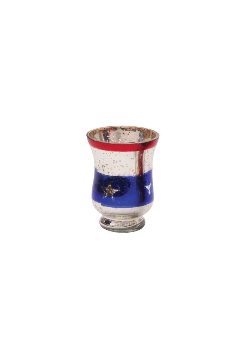 C&F Home Stars & Stripes Set of 2 Glass Votive Candle Holders 4.7", Alternate, color, Red