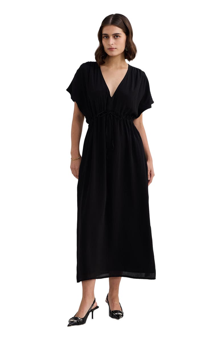 Reistor V-neck Gathered Maxi Dress in Black, Alternate, color, Black