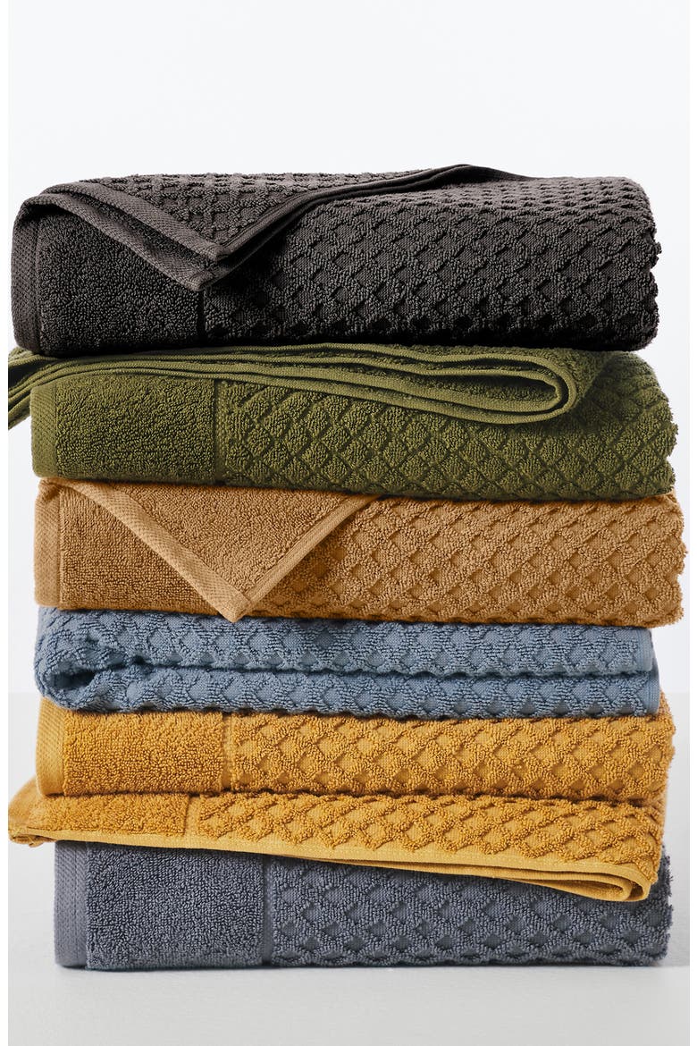 Diamond Waffle Texture 6-Pack Hand Towel Set, Alternate, color, MOCHA