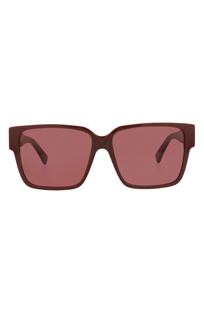 Bottega Veneta 59mm Square Sunglasses, Main, color, Burgundy Burgundy Red