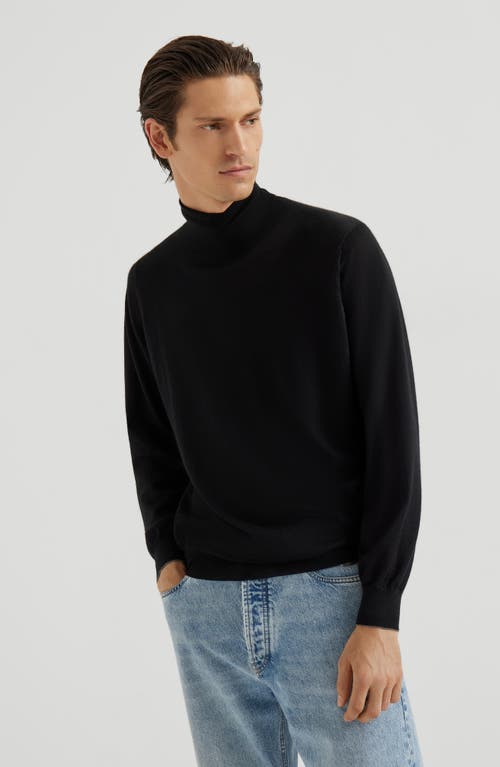 Brunello Cucinelli Lightweight Turtleneck Sweater In Cashmere And Silk In Black