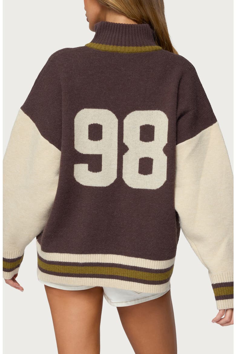 98 Varsity Zip Sweater, Alternate, color, BROWN
