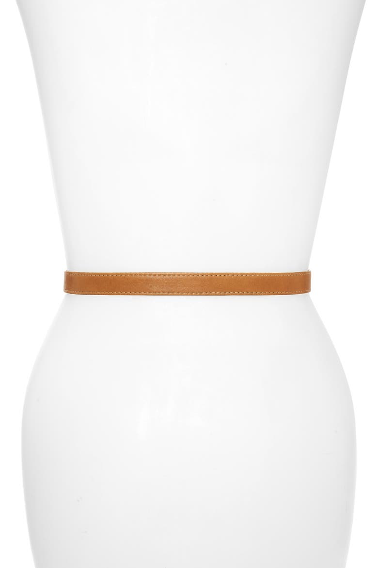 Lauren Leaf Buckle Leather Belt, Alternate, color, CARMEL