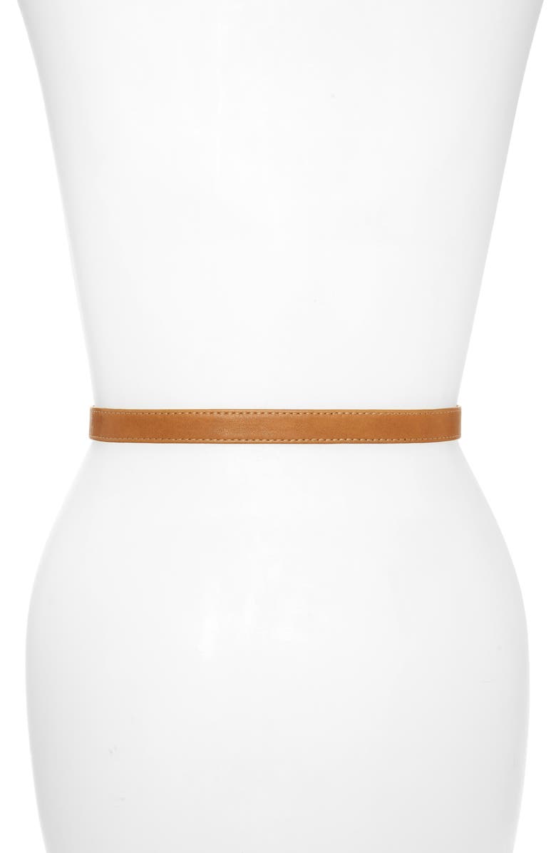 Raina Lauren Leaf Buckle Leather Belt, Alternate, color, Carmel