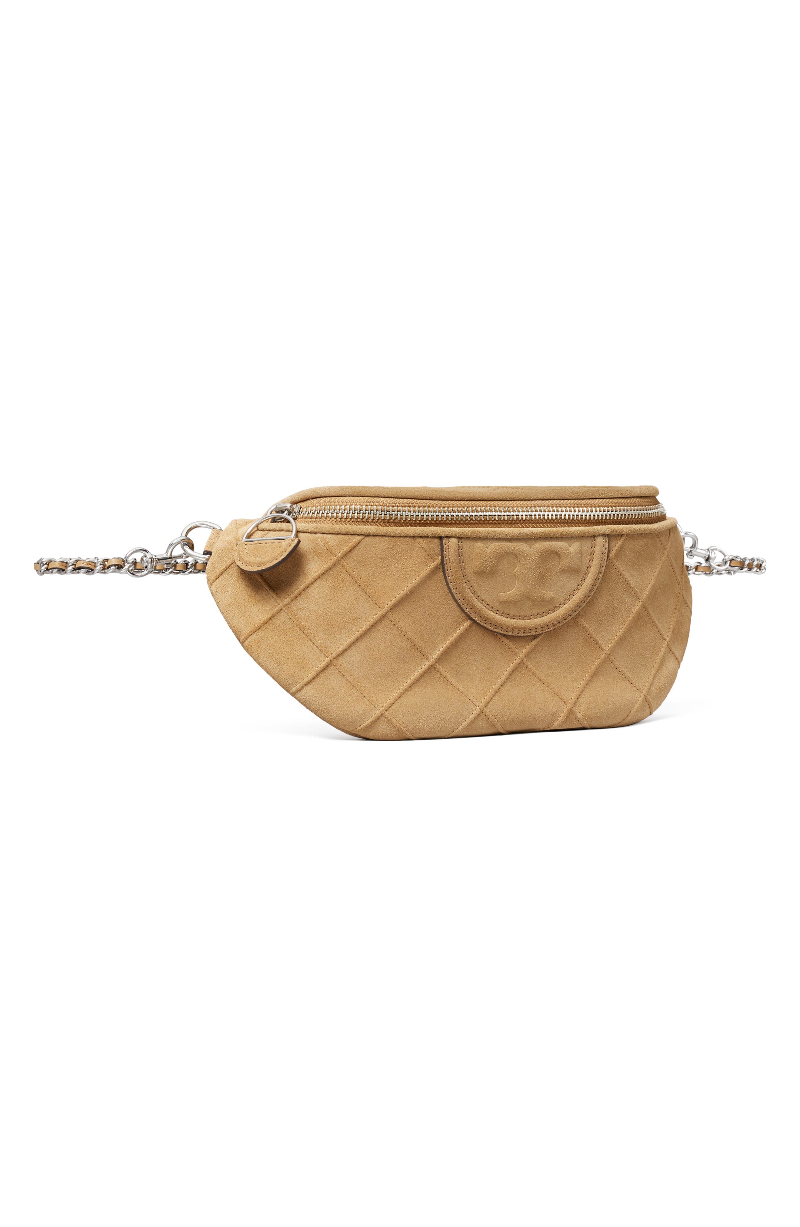 Tory Burch Fleming Soft Quilted Leather Belt Bag, Alternate, color, Stone