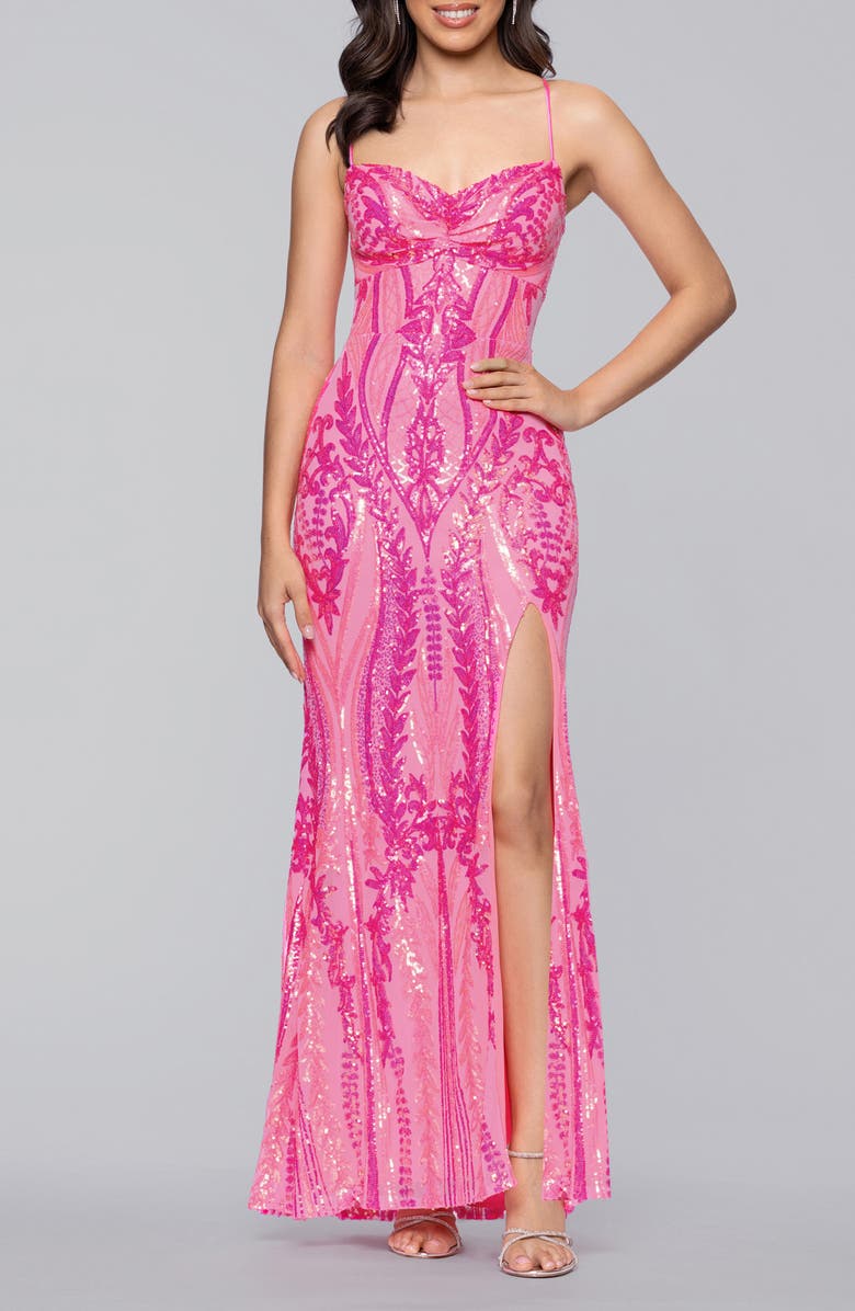 Blondie Nites Sequin Body-Con Gown, Main, color,