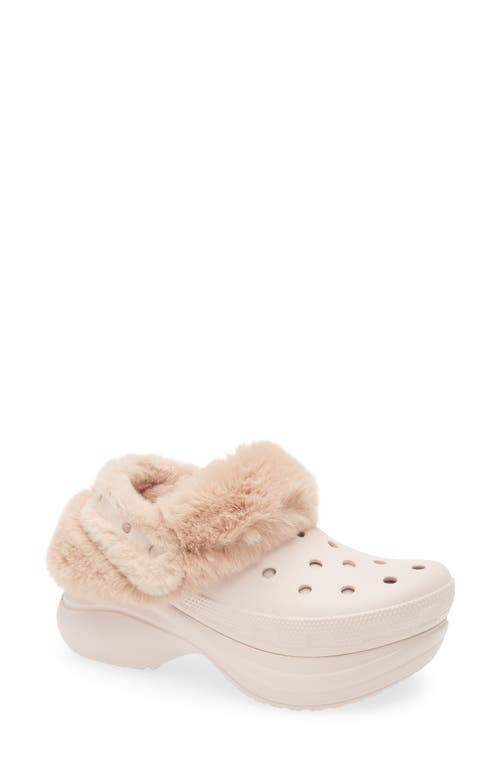 Crocs Bae Fleece Lined Platform Clog In Neutral