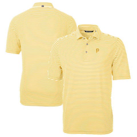 Men's Cutter & Buck Gold Pittsburgh Pirates Virtue Eco Pique Stripe Recycled Polo