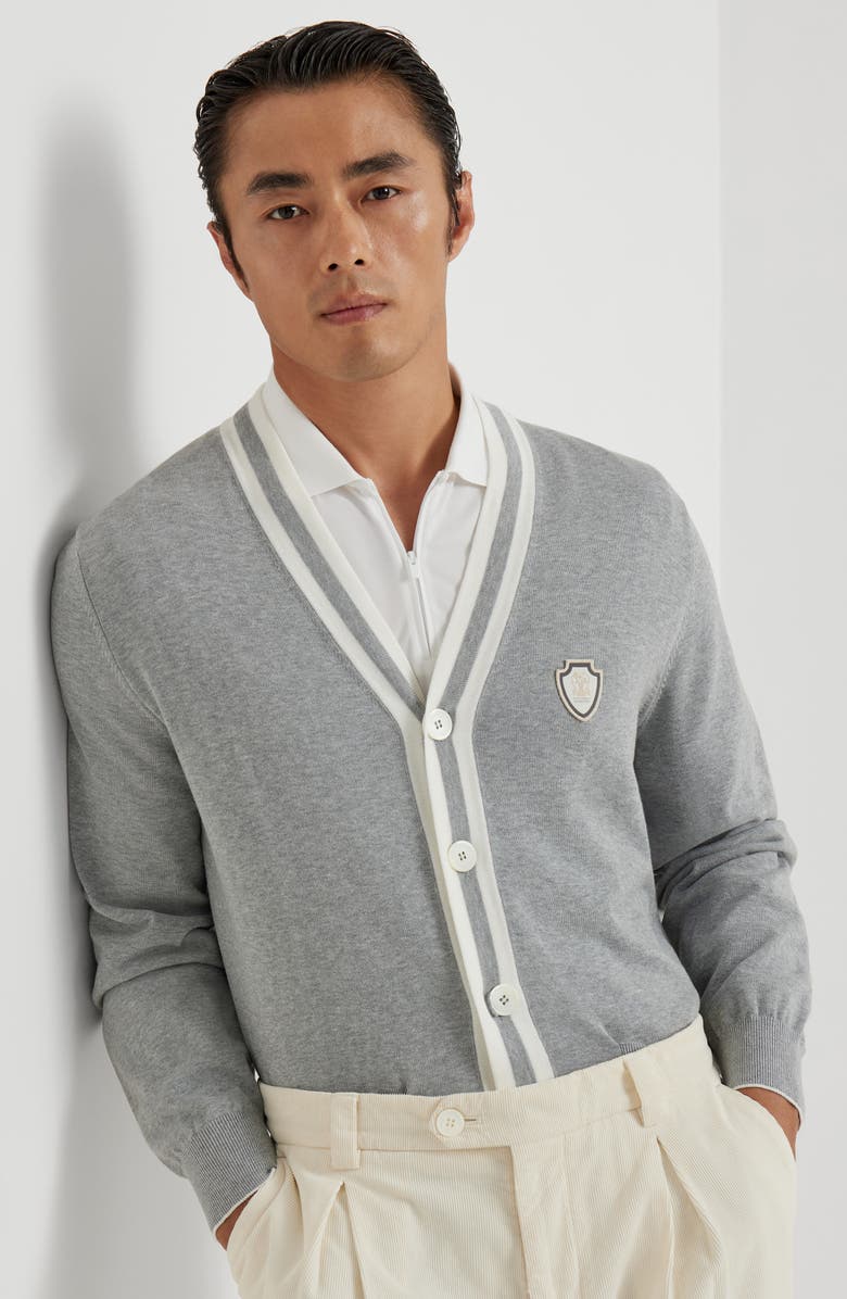 Brunello Cucinelli Cotton cardigan, Alternate, color, Grey