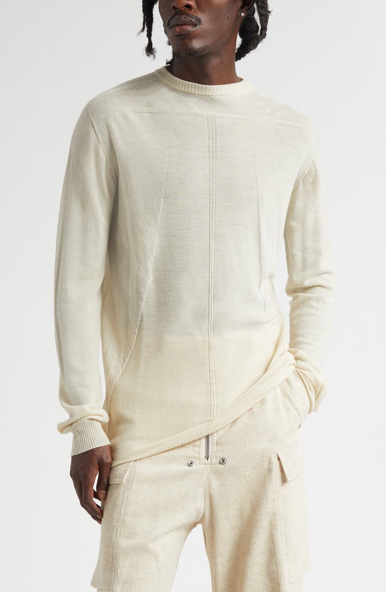 Rick Owens Level Oversize Virgin Wool Sweater, Main, color, Natural