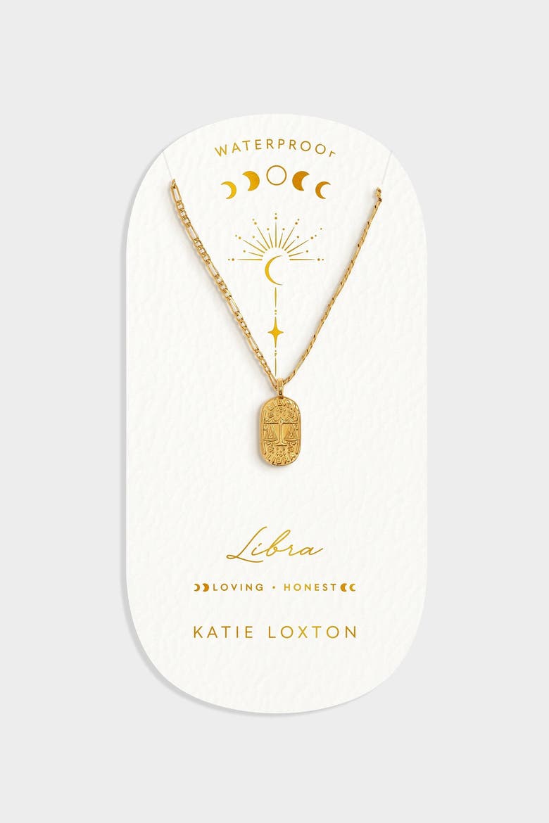 'Libra' Waterproof Gold Zodiac Necklace, Main, color, GOLD