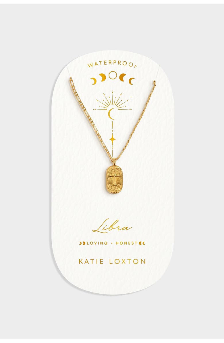 Katie Loxton 'Libra' Waterproof Gold Zodiac Necklace, Alternate, color, Gold
