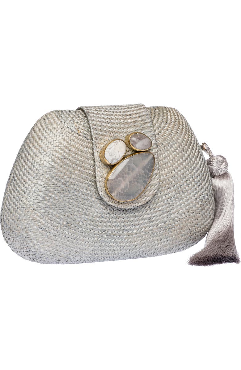 Rafe New York Tamu Bean Clutch, Alternate, color, Light Grey