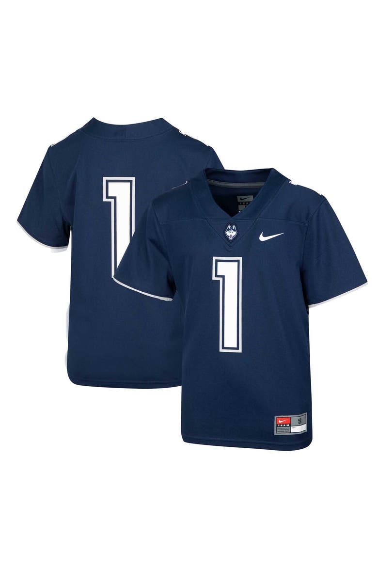 Youth Nike #1 Navy UConn Huskies 1st Armored Division Old Ironsides Untouchable Football Jersey, Alternate, color, Navy