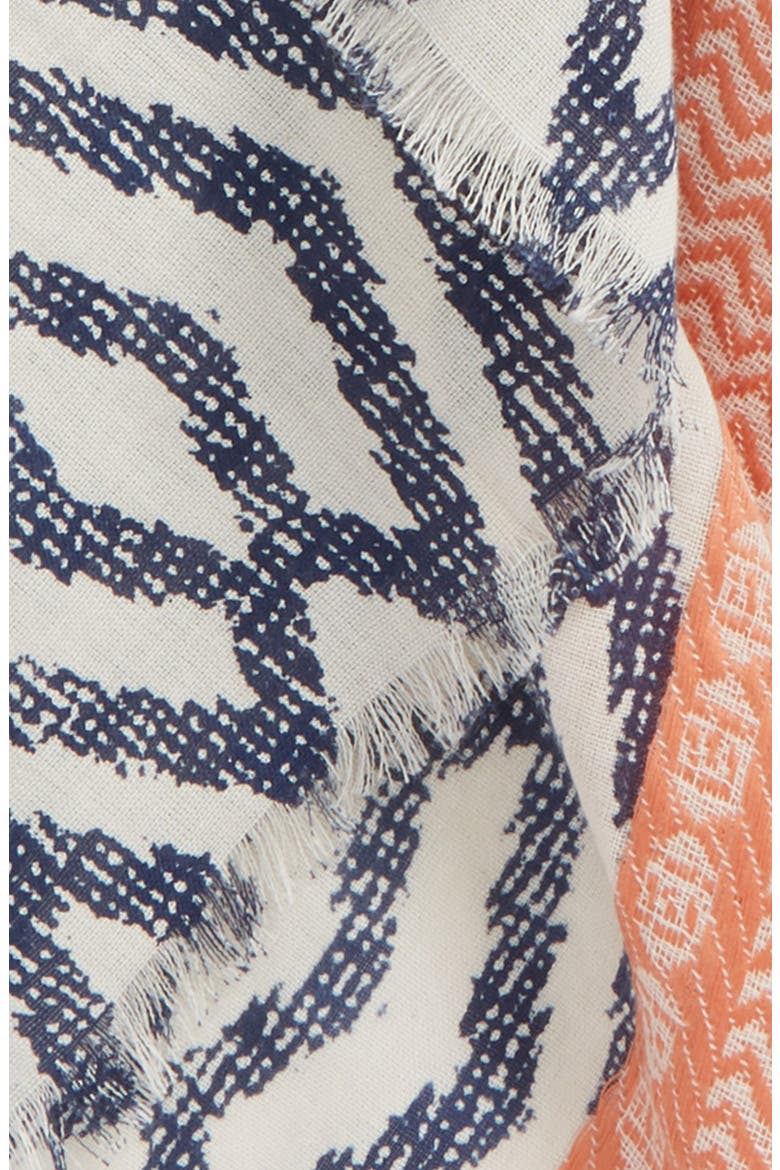 Ikat Scarf, Alternate, color, NAVY/ CREAM