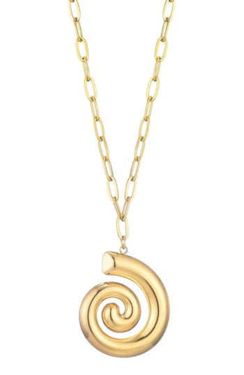 Adornia Tarnish Resistant 18k Gold Plated Swirl Paperclip Pendant Necklace In Gold