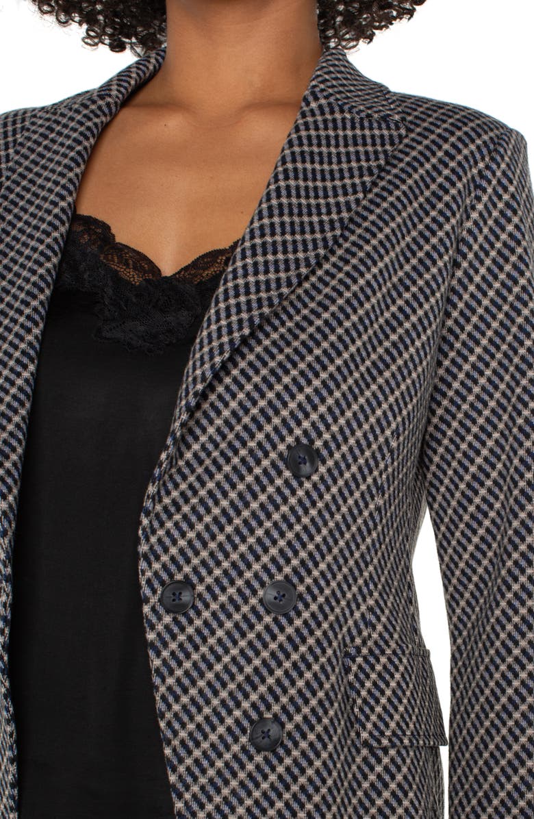 Liverpool Los Angeles Faux Double Breasted Blazer, Alternate, color, Navy/ Toffee Modern Check
