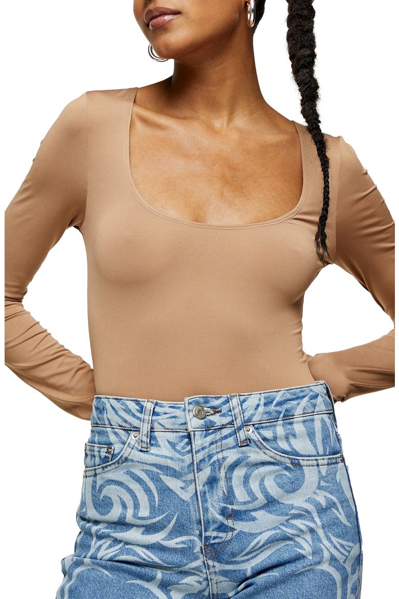 Slinky Long Sleeve Bodysuit, Main, color, MINK