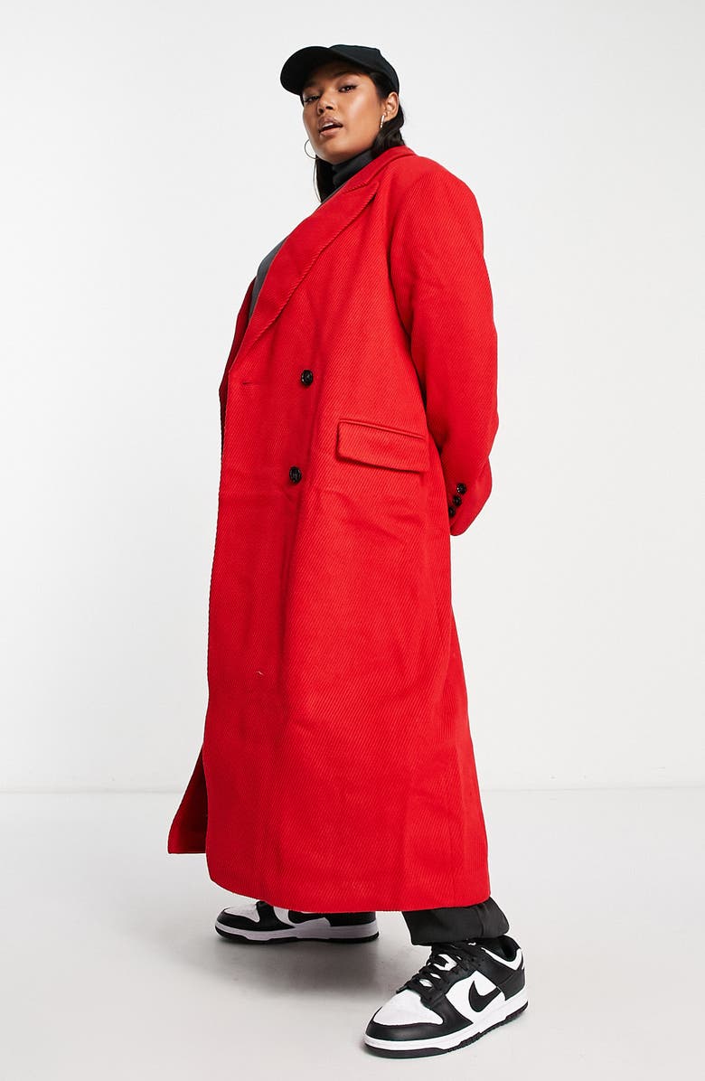 ASOS DESIGN Curve Twill Longline Coat, Alternate, color,