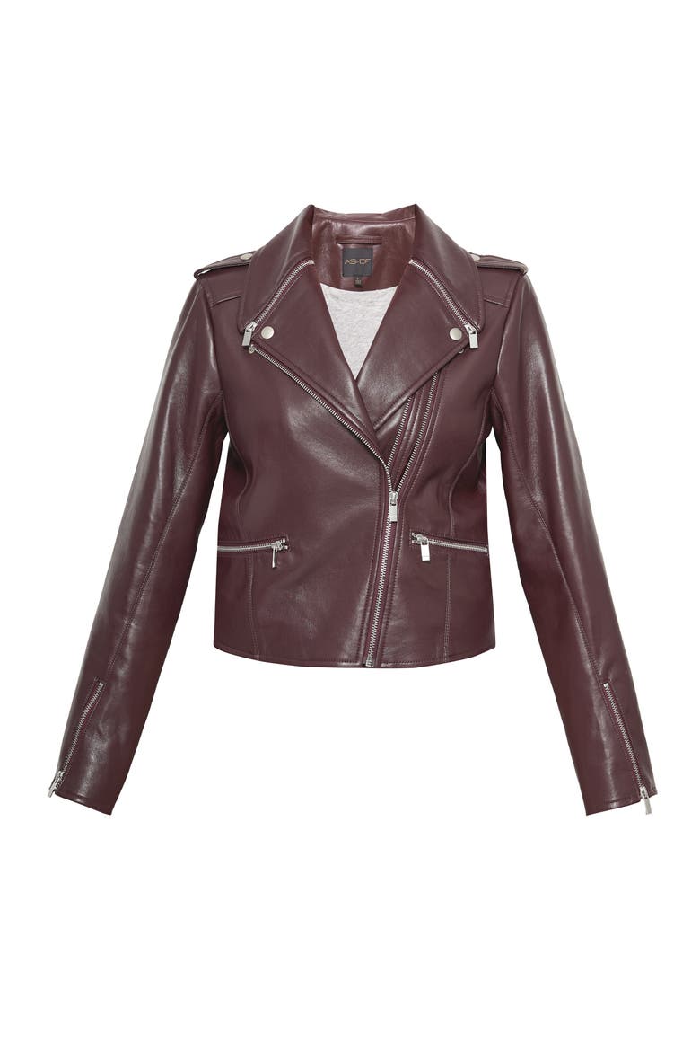 Cindy Recycled Leather Jacket, Alternate, color, Port Wine