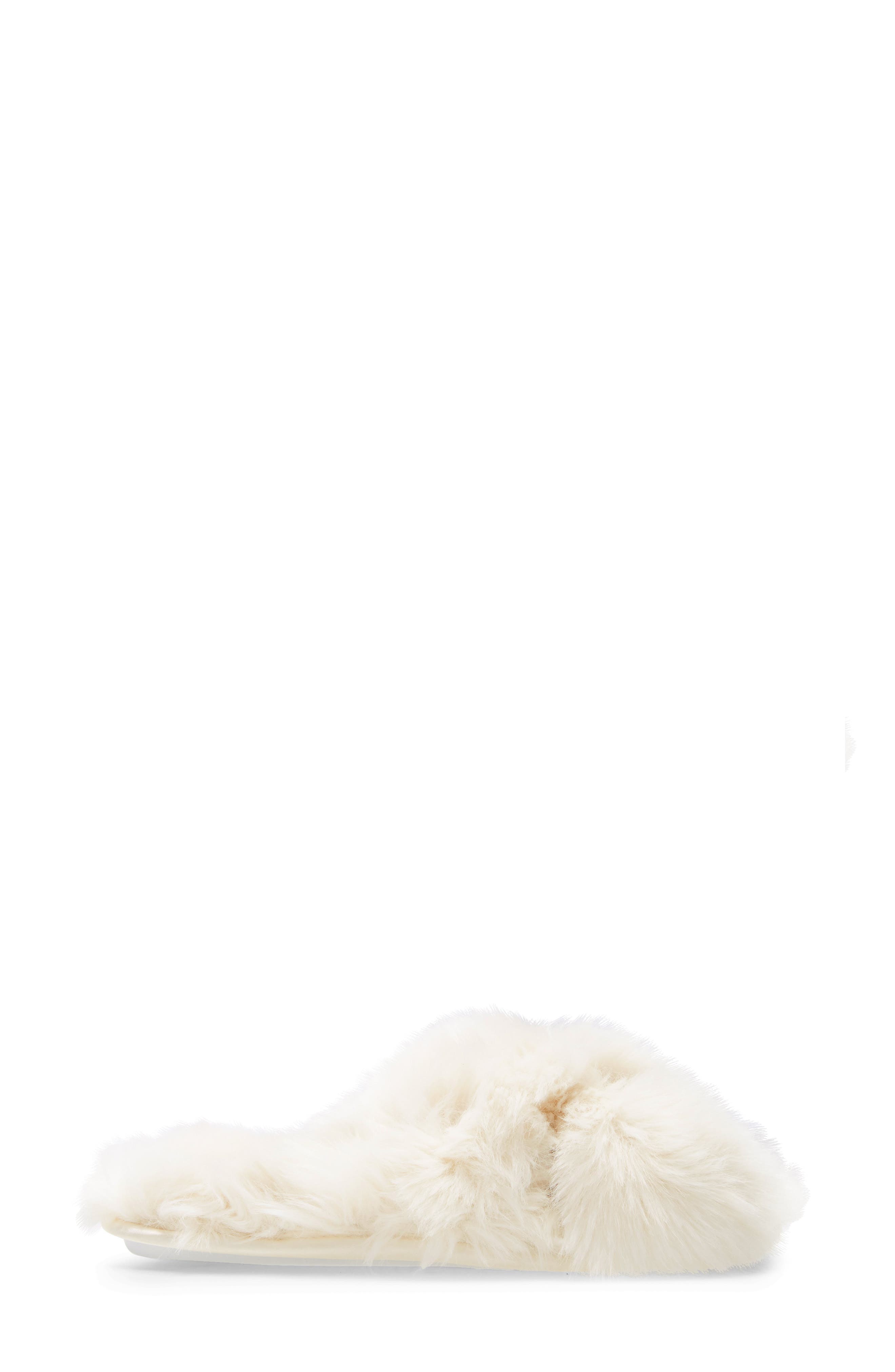Faux Fur Slipper, Alternate, color, IVORY