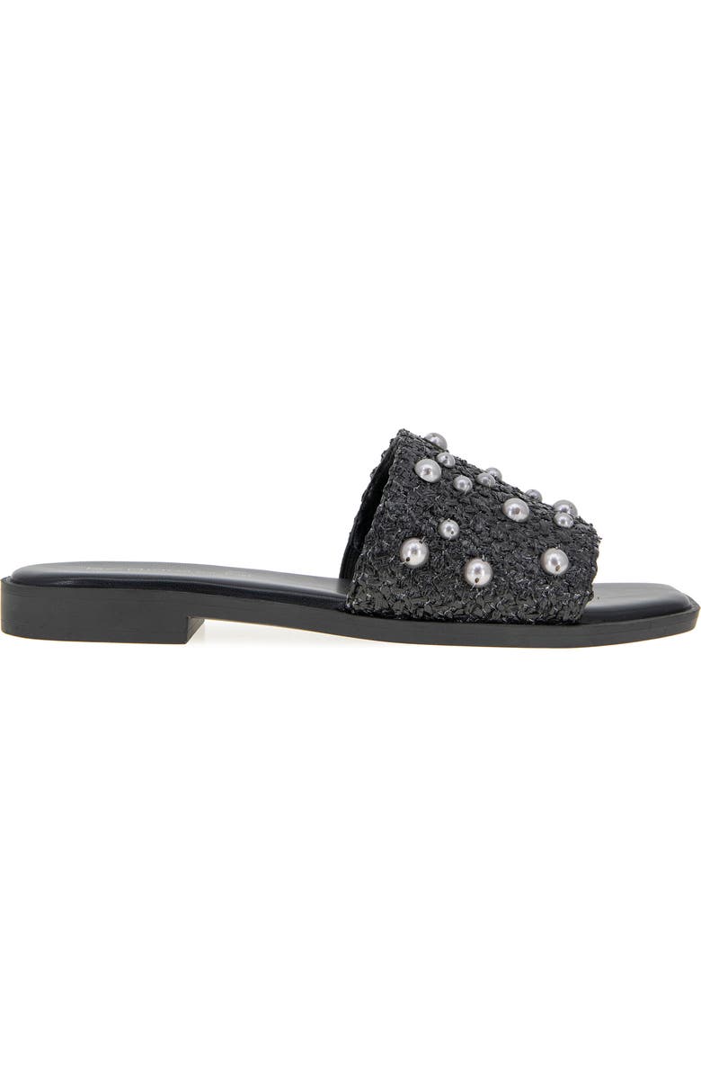 BCBGeneration Lonnie Imitation Pearl Slide Sandal, Alternate, color, Black Raffia