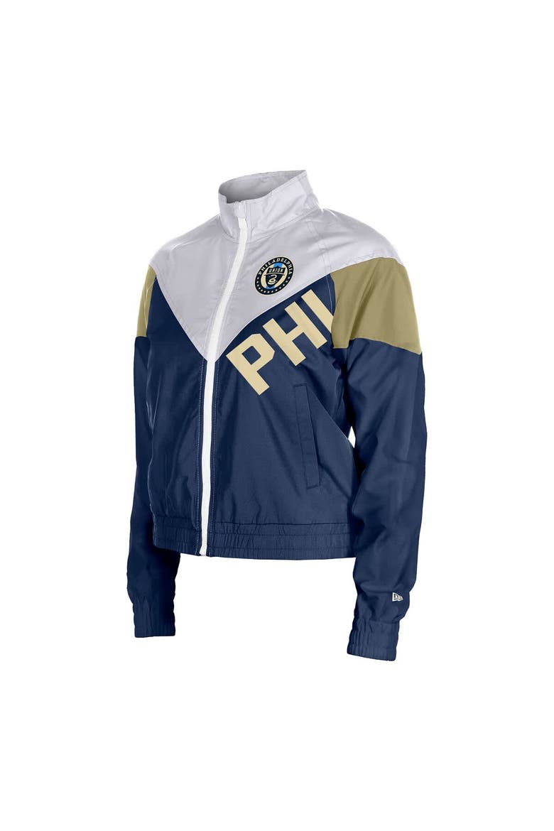 Women's 5th & Ocean by New Era  Navy Philadelphia Union Leisure Cropped Full-Zip Windbreaker Jacket, Alternate, color, Navy