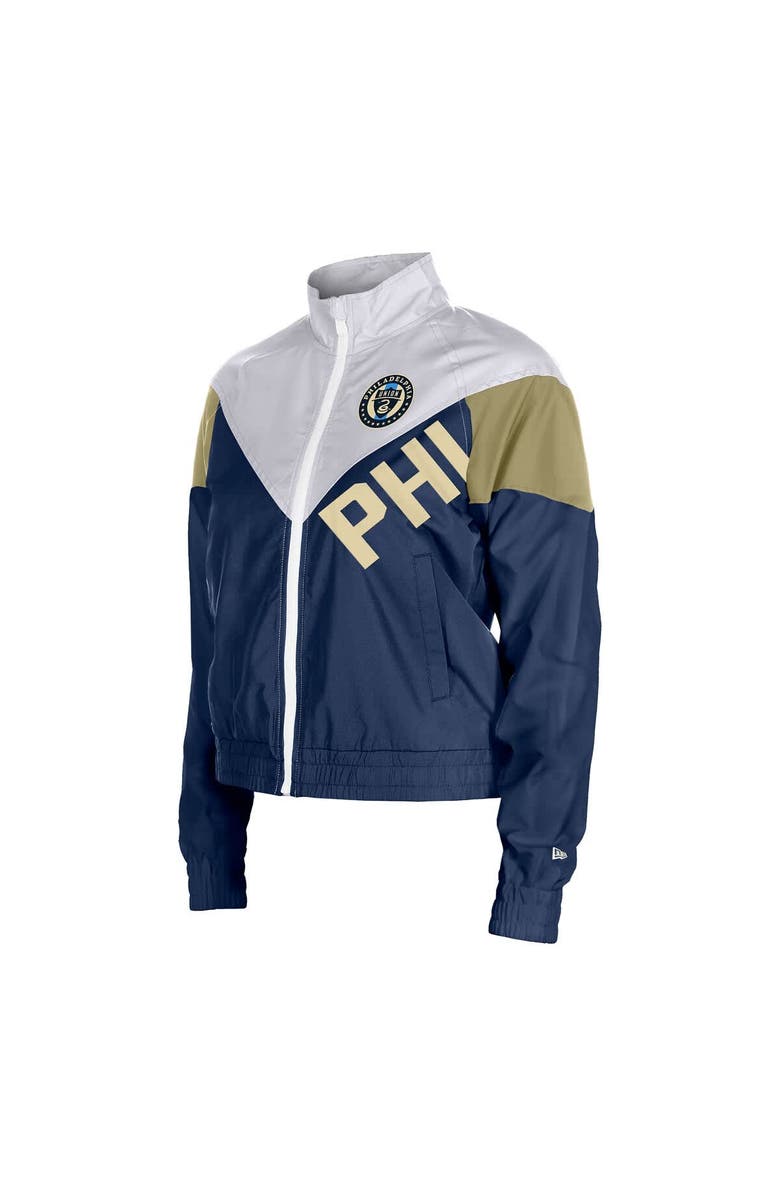 5TH AND OCEAN BY NEW ERA Women's 5th & Ocean by New Era  Navy Philadelphia Union Leisure Cropped Full-Zip Windbreaker Jacket, Alternate, color, Navy