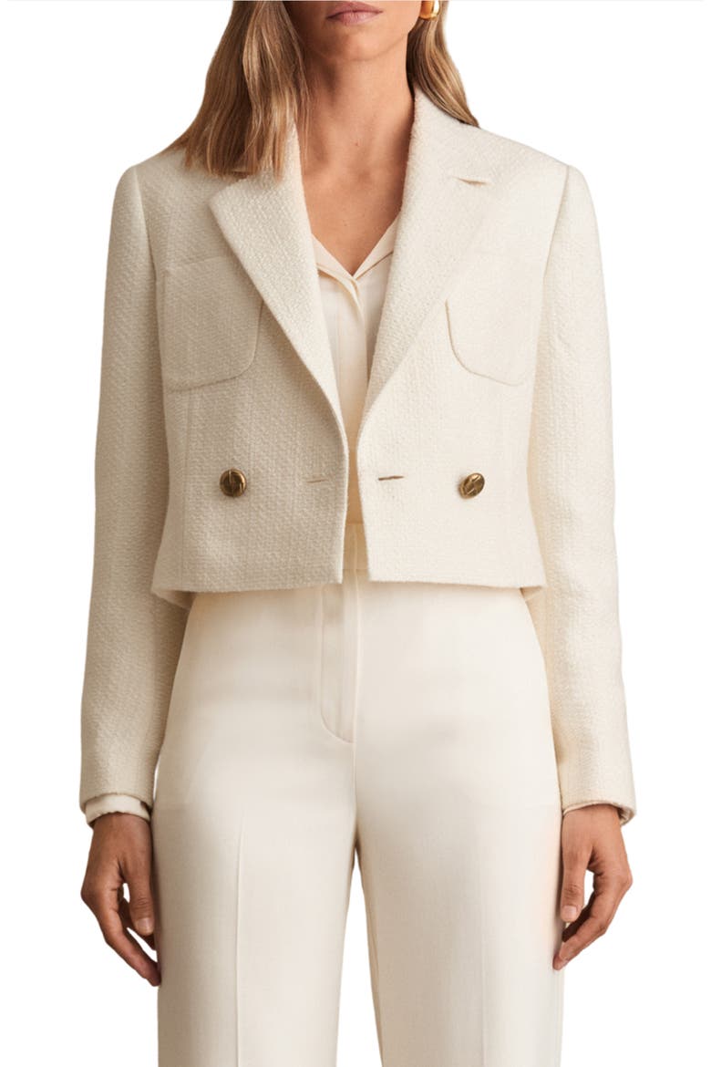 Mia Tweed Crop Jacket, Main, color, WHITE