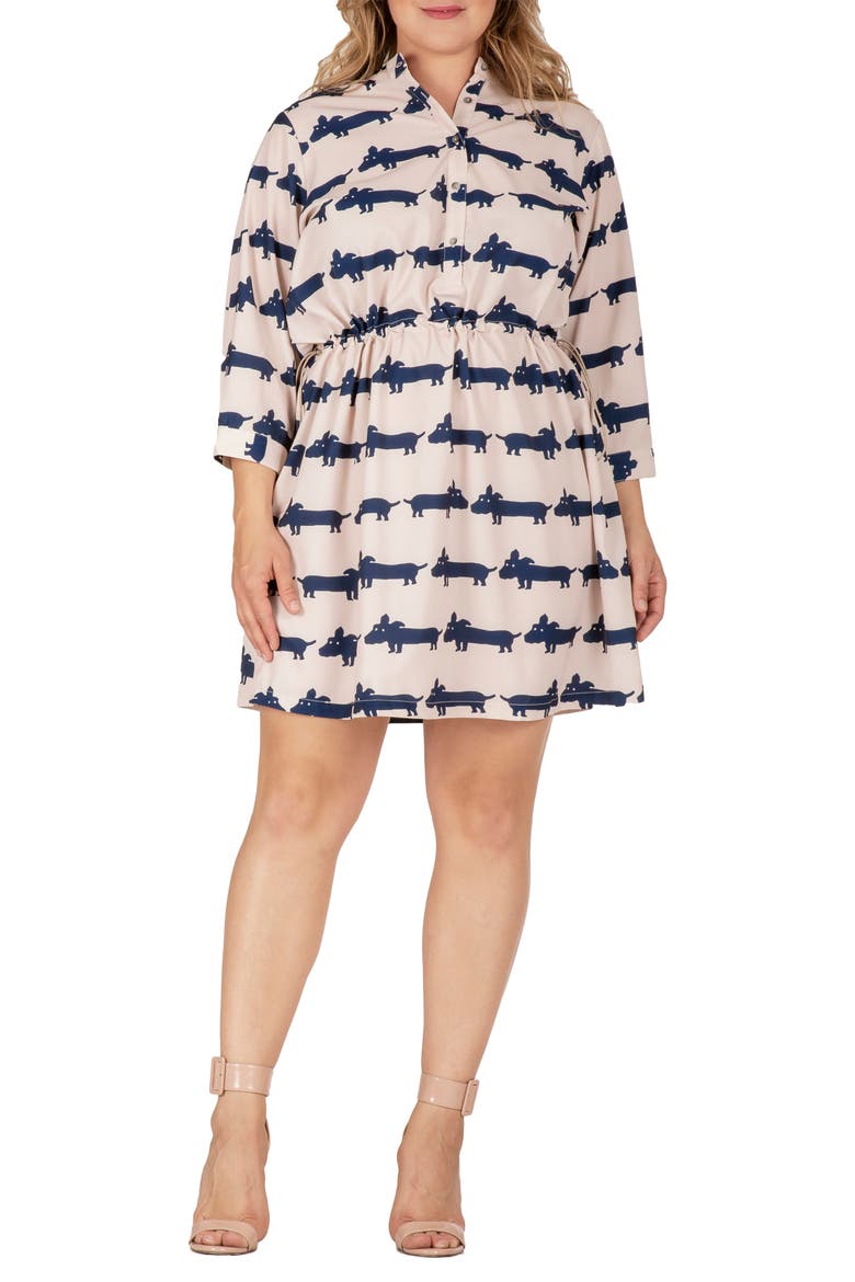 Blouson Dress, Main, color, CREAM NAVY