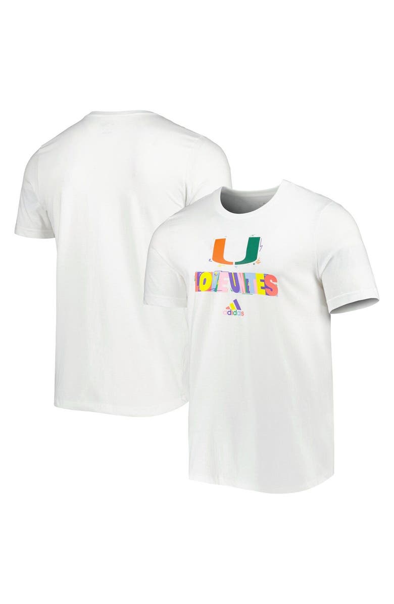 adidas Men's adidas White Miami Hurricanes Pride Fresh T-Shirt, Main, color, White