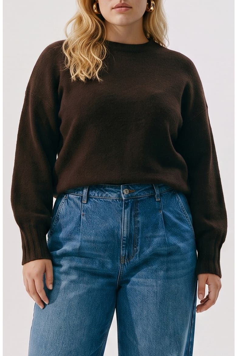 Crewneck Pullover Sweater, Main, color, CHOCOLATE TORTE MELANGE