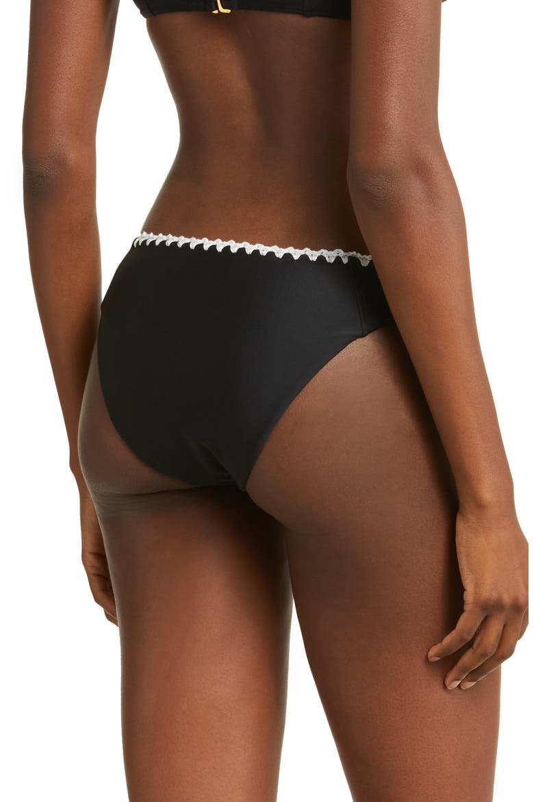 Iliana Contrast Edge Bikini Bottoms, Alternate, color, BLACK W/WHITE CROCHET