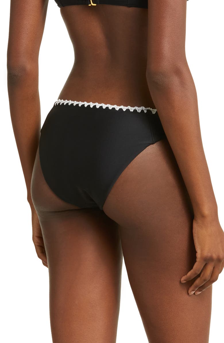 Ramy Brook Iliana Contrast Edge Bikini Bottoms, Alternate, color, Black W/White Crochet